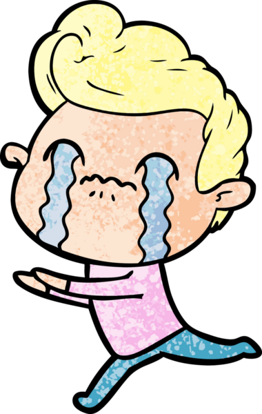 Bir insan tarafından çizilmiş ağlayan çizgi film adamı.