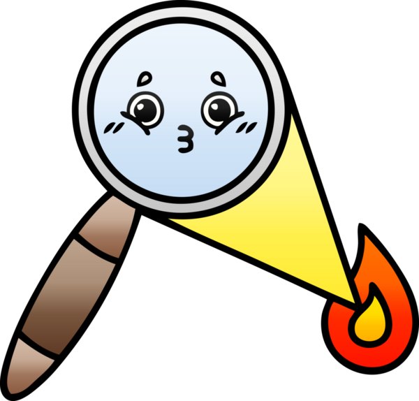 Bir insan tarafından çizilmiş bir büyüteçin gölgelenmiş karikatürü