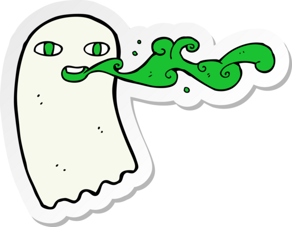 Bir insan tarafından çizilmiş iğrenç bir hayaletin çıkartması.