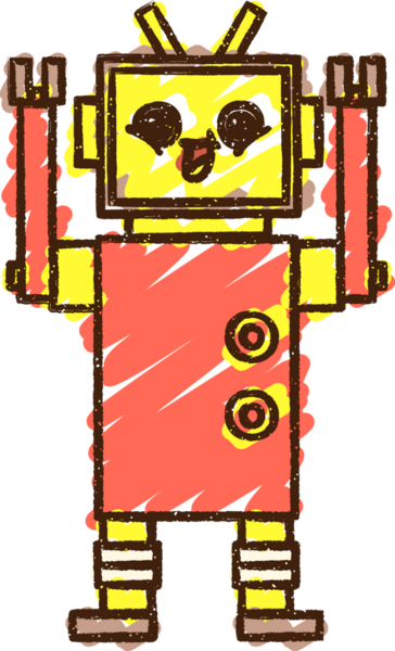 Bir insan tarafından çizilen robot tebeşiri.