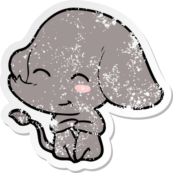 Bir insan tarafından çizilmiş şirin bir filin sıkıntılı çıkartması