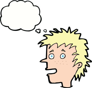 Bir insan tarafından çizilmiş düşünce baloncuğu olan heyecanlı çocuk.