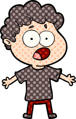 Bir insan tarafından çizilmiş bir karikatür adamı şaşkınlıkla nefes nefese kaldı.