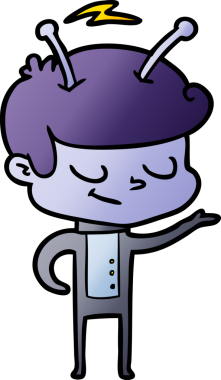 Bir insan tarafından çizilmiş dost canlısı çizgi film uzay adamı.