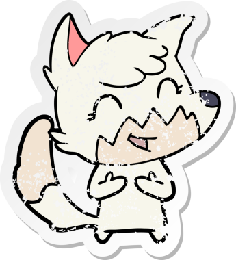 Bir insan tarafından çizilmiş mutlu bir tilkinin sıkıntılı çıkartması.