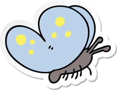 Bir insan tarafından çizilmiş tuhaf bir kelebeğin çıkartması.