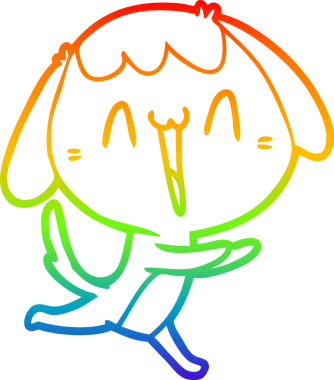 Gökkuşağı gradyan çizimi. Bir insan tarafından çizilmiş şirin bir köpek çizimi.