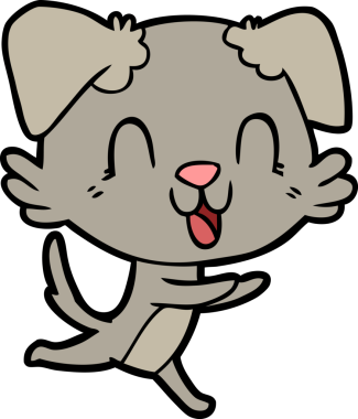 Bir insan tarafından çizilmiş gülen çizgi film köpeği.