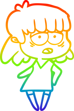 gökkuşağı gradyan çizgi çizimi bir insan tarafından çizilmiş yorgun bir kadın