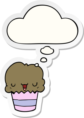 Bir insan tarafından çizilmiş, üzerinde düşünce kabarcığı olan çizgi film keki.