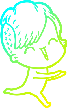 Bir insan tarafından çizilmiş, mutlu bir hipster kız çizgi filmi.