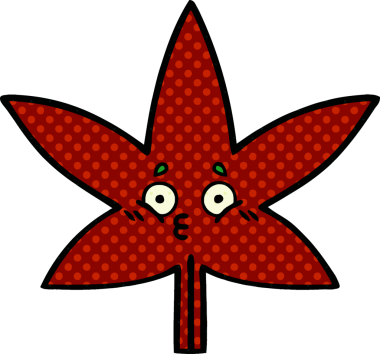 Bir insan tarafından çizilmiş güz yaprağının çizgi romanı.