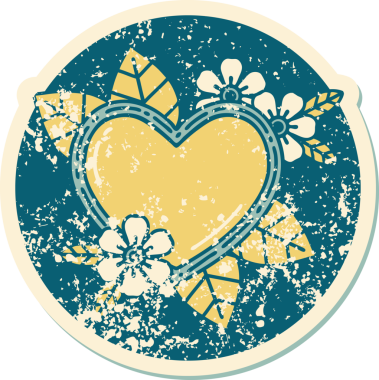 Bir insan tarafından çizilmiş botanik bir kalbin sembolik depresif dövmesi.