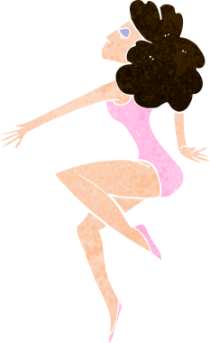 Bir insan tarafından çizilmiş çizgi film dansçısı kadın.