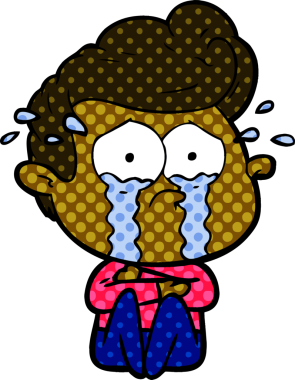 Bir insan tarafından çizilmiş ağlayan bir karikatür.