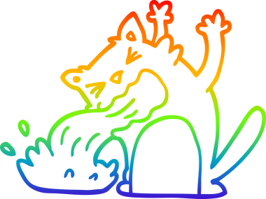 Gökkuşağı gradyan çizgi çizimi Bir insan tarafından çizilen bir çizgi kedi hasta