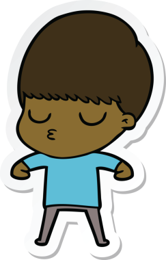 Bir insan tarafından çizilmiş sakin bir çocuğun çıkartması.