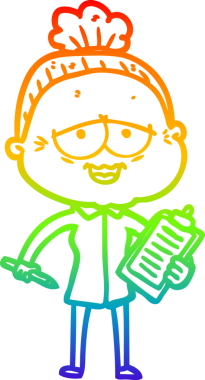 Gökkuşağı gradyan çizgi çizimi Bir insan tarafından çizilmiş mutlu yaşlı kadın