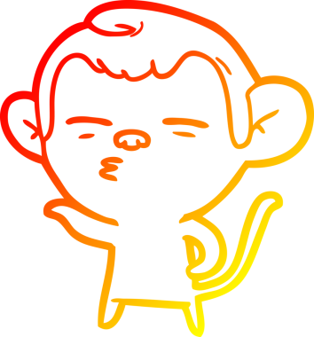 Bir insan tarafından çizilmiş şüpheli bir maymunun sıcak çizgi çizimi