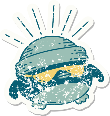 Dövme stili eski bir çıkartma. Bir insan tarafından çizilmiş havalı bir Robin.