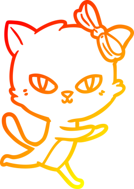 Bir insan tarafından çizilmiş sevimli bir çizgi film kedisinin sıcak çizgi çizimi