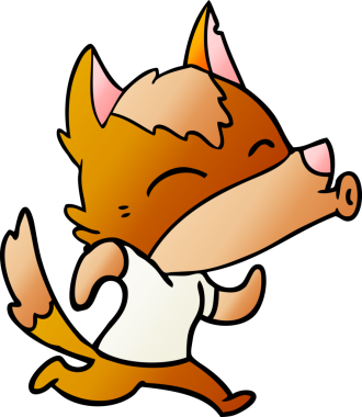 Bir insan tarafından çizilmiş tilki çizgi film karakteri