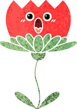 Bir insan tarafından çizilmiş bir çiçeğin retro çizim stili