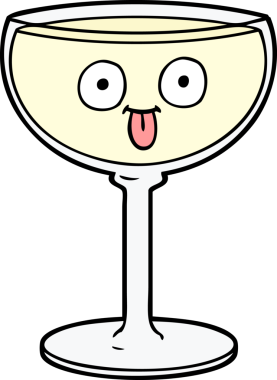 Bir insan tarafından çizilmiş bir şarap kadehi.