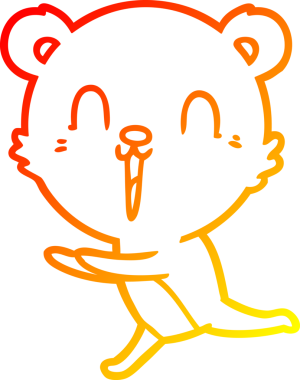 Bir insan tarafından çizilmiş mutlu çizgi film ayısının sıcak çizgi çizimi