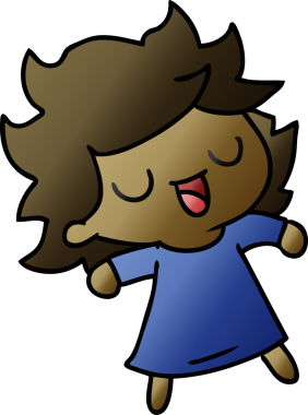 Bir insan tarafından çizilmiş kawai kızının gradyan çizimi.