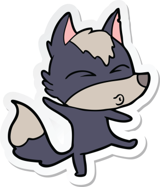 Bir insan tarafından çizilmiş kurt çizgi filminin çıkartması.