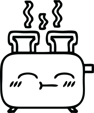 Bir insan tarafından çizilmiş bir tost makinesinin çizgi çizimi