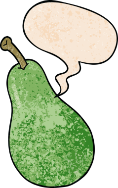 bir insan tarafından çizilmiş eski moda konuşma baloncuklu çizgi film armudu.