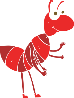 Bir insan tarafından çizilen karıncaların düz renk çizimi