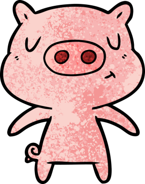 Bir insan tarafından çizilmiş çizgi film içerikli domuz.