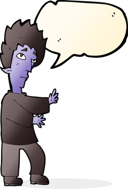 Bir insan tarafından çizilmiş, konuşma balonu olan bir vampir.