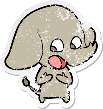 Bir insan tarafından çizilmiş şirin bir filin sıkıntılı çıkartması