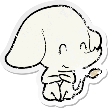 Bir insan tarafından çizilmiş şirin bir filin sıkıntılı çıkartması