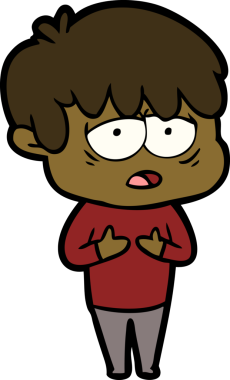 Bir insan tarafından çizilmiş bitkin çocuk çizgi filmi.