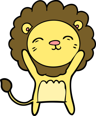 Bir insan tarafından çizilmiş çizgi film aslanı.