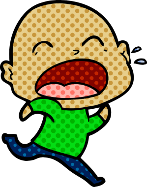 Bir insan tarafından çizilmiş kel adam diye bağıran çizgi film.