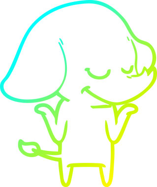 Bir insan tarafından çizilmiş gülümseyen bir filin soğuk gradyan çizimi