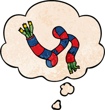 bir insan tarafından çizilmiş grunge desen şeklinde düşünce baloncuğu olan karikatür teknolojisi kablosu