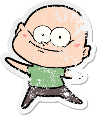 Bir insan tarafından çizilmiş kel bir adamın sıkıntılı çıkartması.