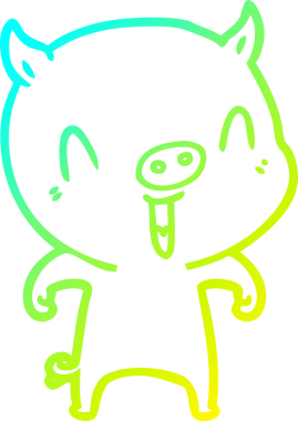 Bir insan tarafından çizilmiş mutlu çizgi film domuzu çizimi.