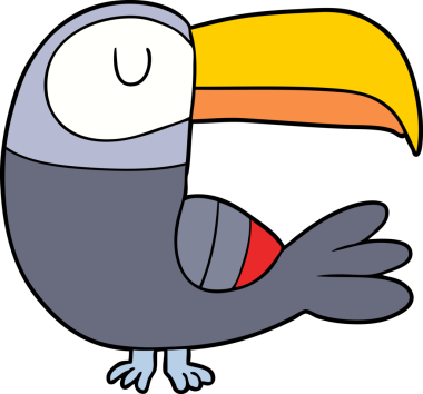 Bir insan tarafından çizilmiş bir Toucan çizgi filmi.