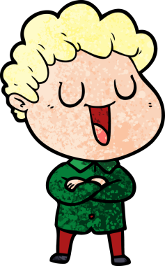 Bir insan tarafından çizilmiş gülen karikatür adam.