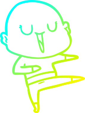 Bir insan tarafından çizilmiş, mutlu, kel bir adamın çizdiği soğuk çizgi.