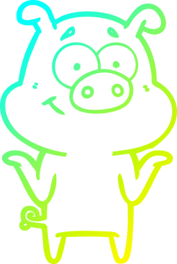 Bir insan tarafından çizilmiş mutlu çizgi film domuzu çizimi.