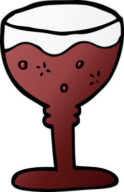 Bir insan tarafından çizilmiş kırmızı şarap karalama bardağı.